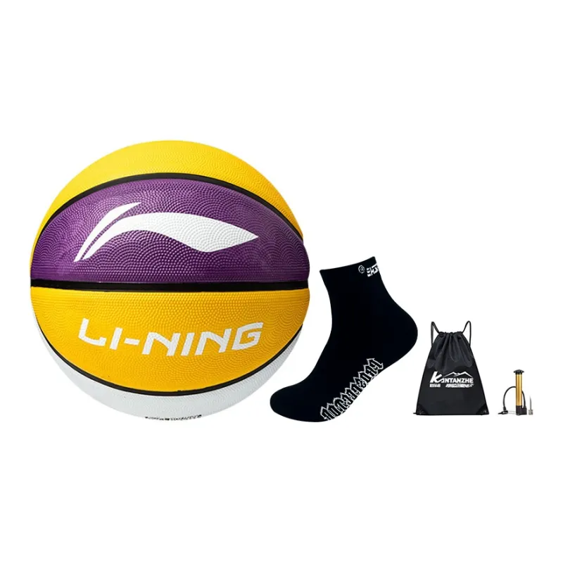 LiNing Rubber Basketball Yellow Purple White Size 5 Size 7 Training Unisex-10