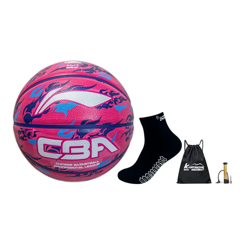 LiNing Rubber Basketball Rose Red Size 7 Ball Training Unisex-11