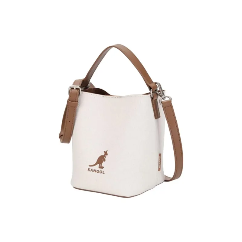 KANGOL Canvas Canvas Bag Bucket Bag Shoulder Bag Crossbody Bag Handbag Unisex Ivory White-1