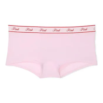 Victoria's Secret PINK Logo Cotton Shine Boyshort Panty /PTLBG Underpants Women's 1 Pack Pink