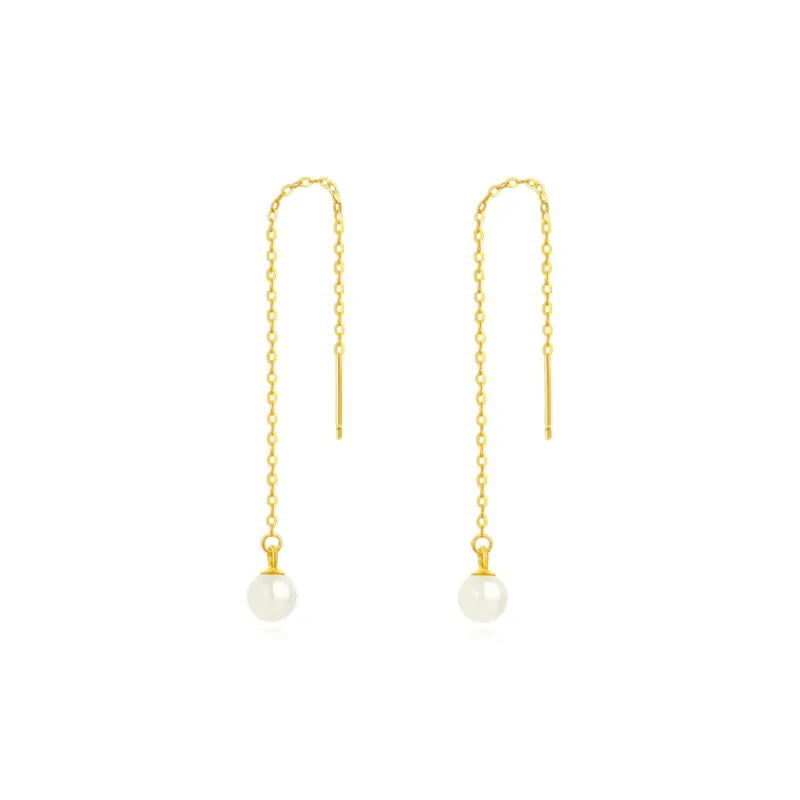 JINLIUFUJIXIANG Hetian Jade Earrings White Jade/Pale Greenish White Jade Women's-0
