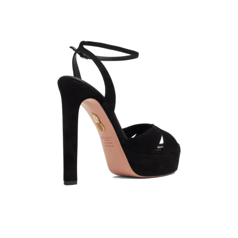 AQUAZZURA Divine Plateau Strap Sandals 13cm Women's Black-4