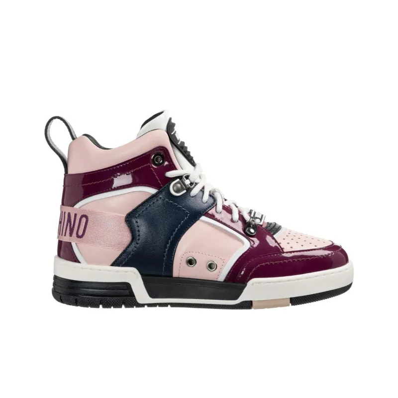 MOSCHINO High Top Skateboard Shoes Women's Burgundy-1