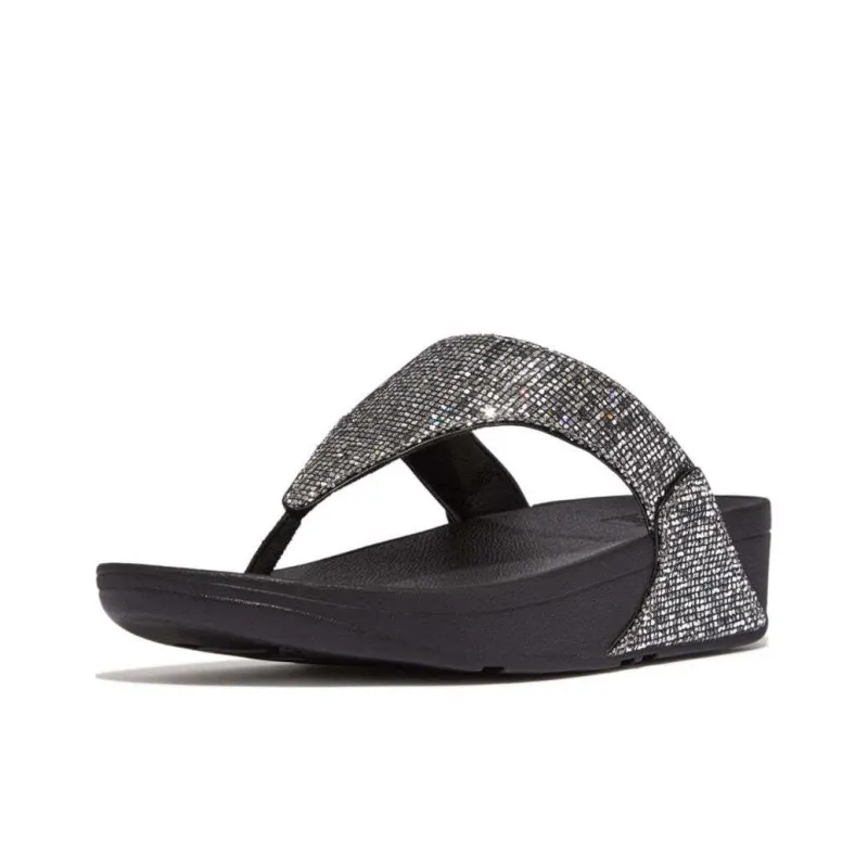 FITFLOP Rubber Sole Slip-Resistant Flip Flops Women's Silver Black-1