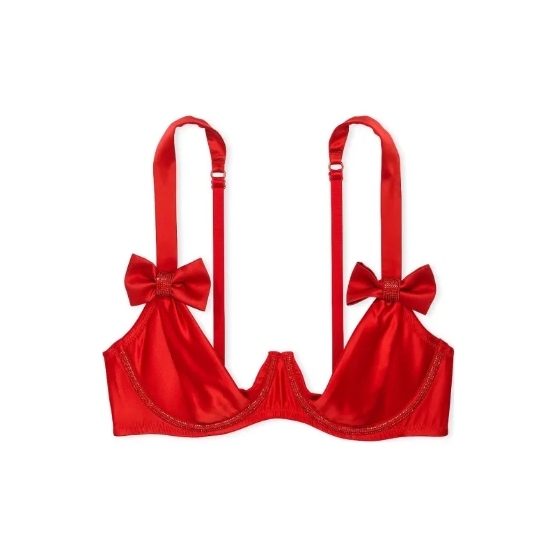 Victoria's Secret Dream Angels Wicked Twinkle Strap Unlined Lace Balcon/BV Bra Women's Red-0