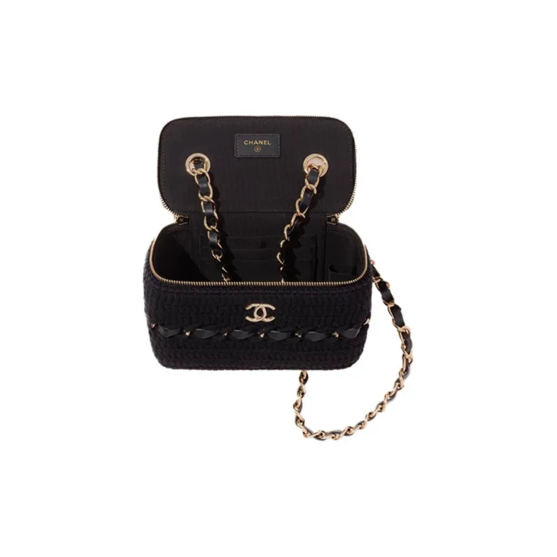 CHANEL 22c Early Spring Sheepskin Box Bag, Makeup Bag, Shoulder Bag, Crossbody Bag Tubas Women's Black-2