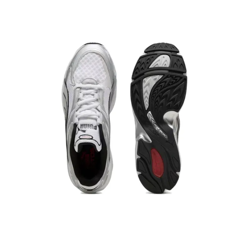 PUMA EXTOS Anti Slip Wear Resistant Low Top Casual Shoes Unisex Silver White-3