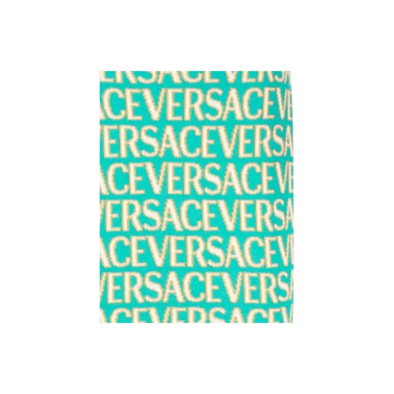 VERSACE Allover Logo-Jacquard Knitted Mini Skirt-6