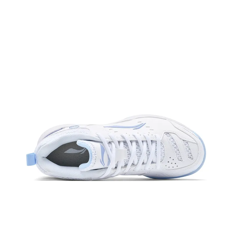 LiNing Feather Anti-Slip And Wear-Resistant Water-Resistant Low-Top Badminton Shoes Unisex White Blue-3