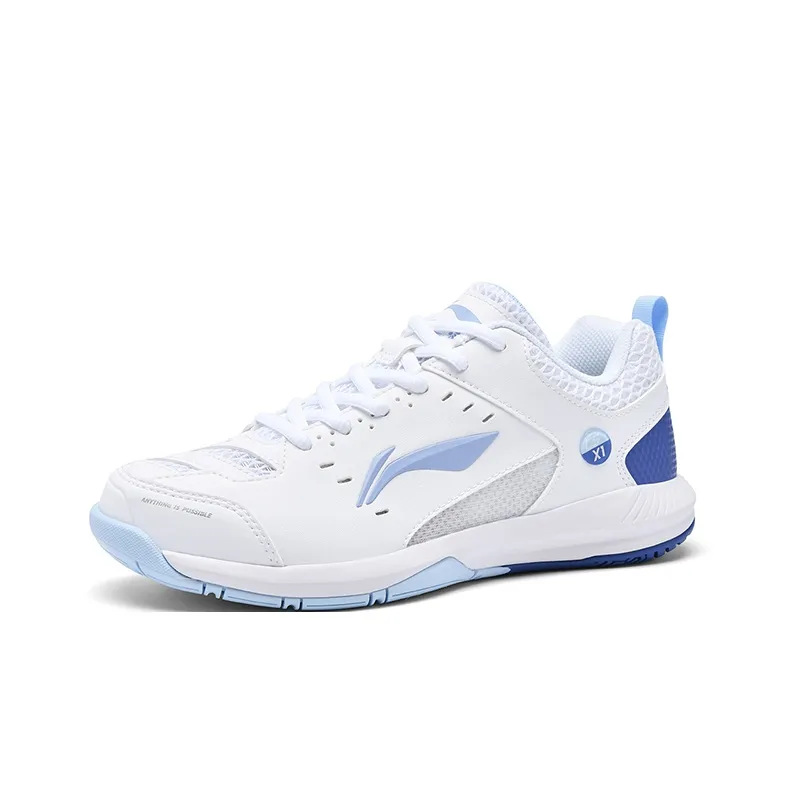 LiNing Feather Anti-Slip And Wear-Resistant Water-Resistant Low-Top Badminton Shoes Unisex White Blue-1