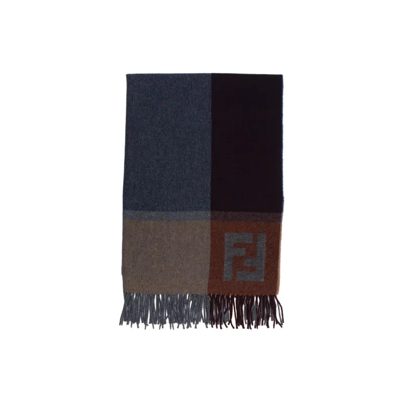 FENDI Logo Intarsia Fringed Scarf-0