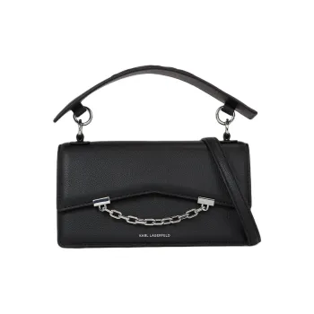 KARL LAGERFELD Cow Leather Shoulder Bag, Crossbody Bag Women's Black