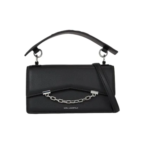 KARL LAGERFELD Cow Leather Shoulder Bag, Crossbody Bag Women's Black