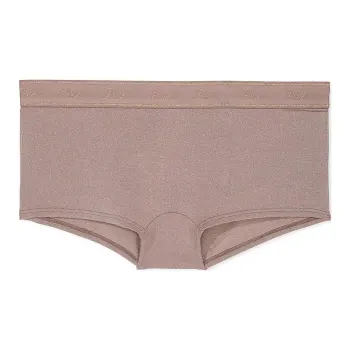 Victoria's Secret PINK Logo Cotton Shine Boyshort Panty / LCSF Underpants Women's 1 Pack Ice Coffee