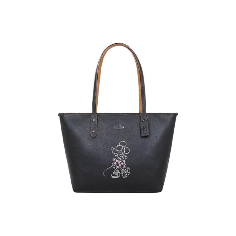 COACH X Disney/Disney City Leather One Shoulder Tote Bag, Shopping Bag, Handbag Tubas Women's-0