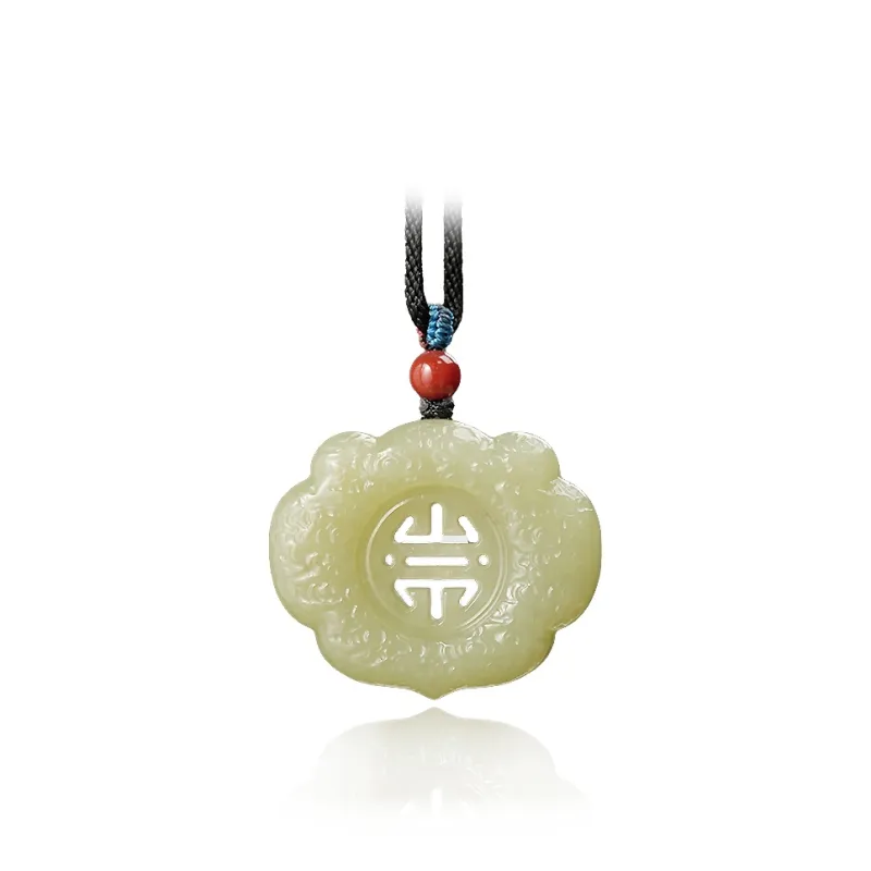FANHAOGANG JADE Hetian Jade Necklaces Pale Greenish White Jade Kids'-0