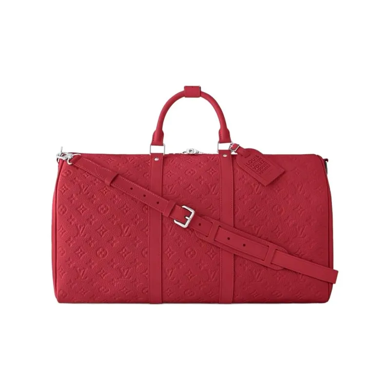 LOUIS VUITTON Keepall Taurillon Cow Leather Travel Bag Women's Red-0