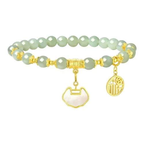 KING TAI SANG Hetian Jade Bracelets Pale Greenish White Jade Unisex