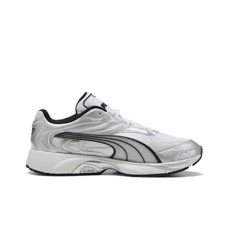 PUMA EXTOS Anti Slip Wear Resistant Low Top Casual Shoes Unisex Silver White-1