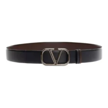 Valentino Leather Brass Leather Belts Women's Brown Width: 4CM