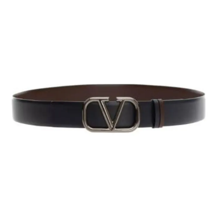 Valentino Leather Brass Leather Belts Women's Brown Width: 4CM-0