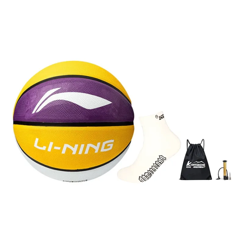 LiNing Rubber Basketball Yellow Purple White Size 5 Size 7 Training Unisex-11