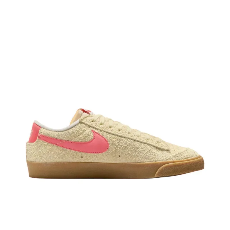 Nike Blazer Low '77 Anti-Slip Wear-Resistant Low-Top Skateboard Shoes Unisex Tan Pink-1