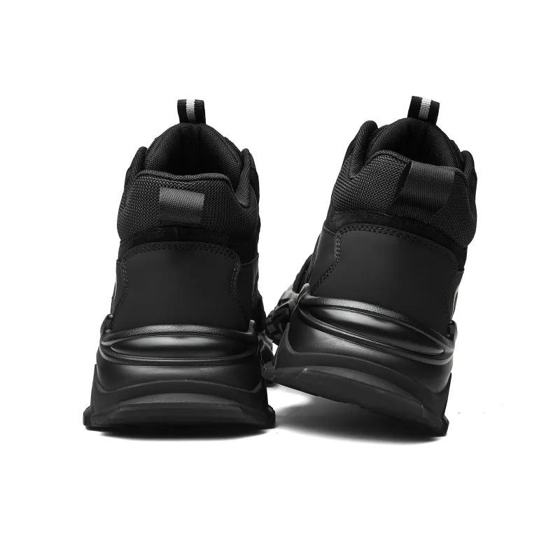JEEP SPIRIT Cushioned Anti Slip And Wear Resistant Lightweight Mid Top Chunky Sneakers Men's Graphite Black-3