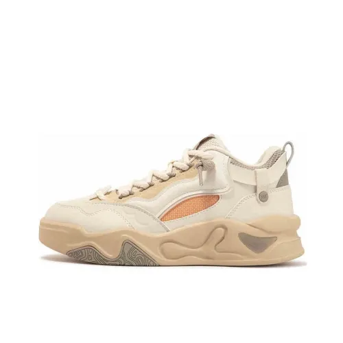 361° Bone Warm Anti-Slip And Wear-Resistant High-Top Skateboard Shoes Women's Beige Orange