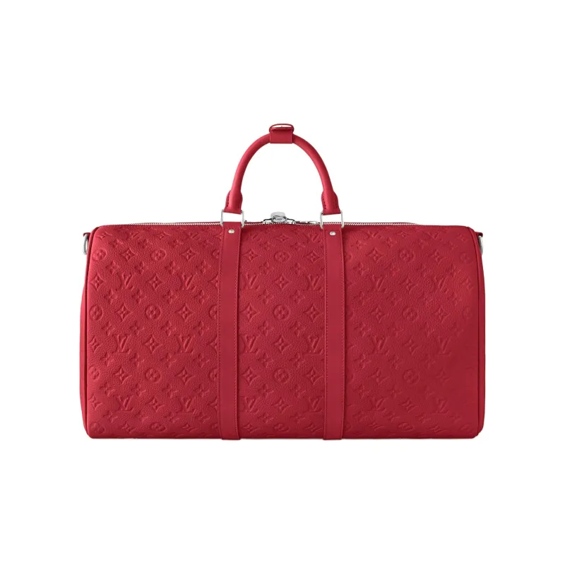 LOUIS VUITTON Keepall Taurillon Cow Leather Travel Bag Women's Red-2