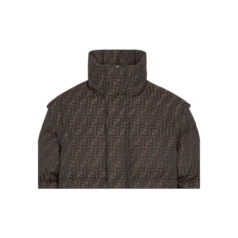 FENDI Logo Detailed Funnel Neck Jacket-3