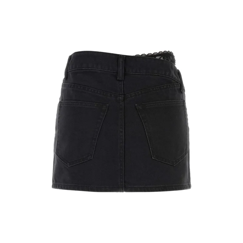 Alexander Wang Dip Side Lace Undie Denim Skirt-1