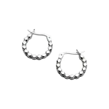 Stone Edge Poly Foot Silver 990 Sterling Silver Hoop Earrings Unisex