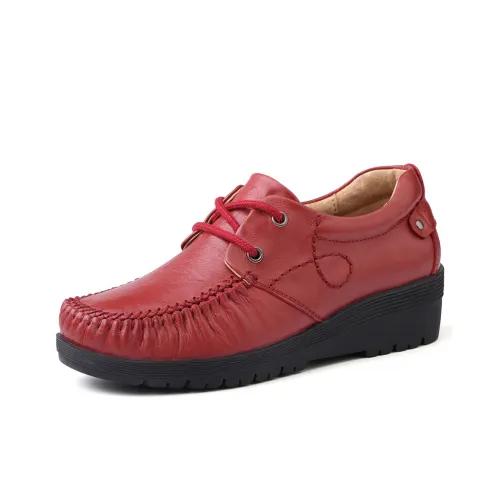 Bull Thunder Mom Shoes Casual Single Shoes Wedge Heel Women's