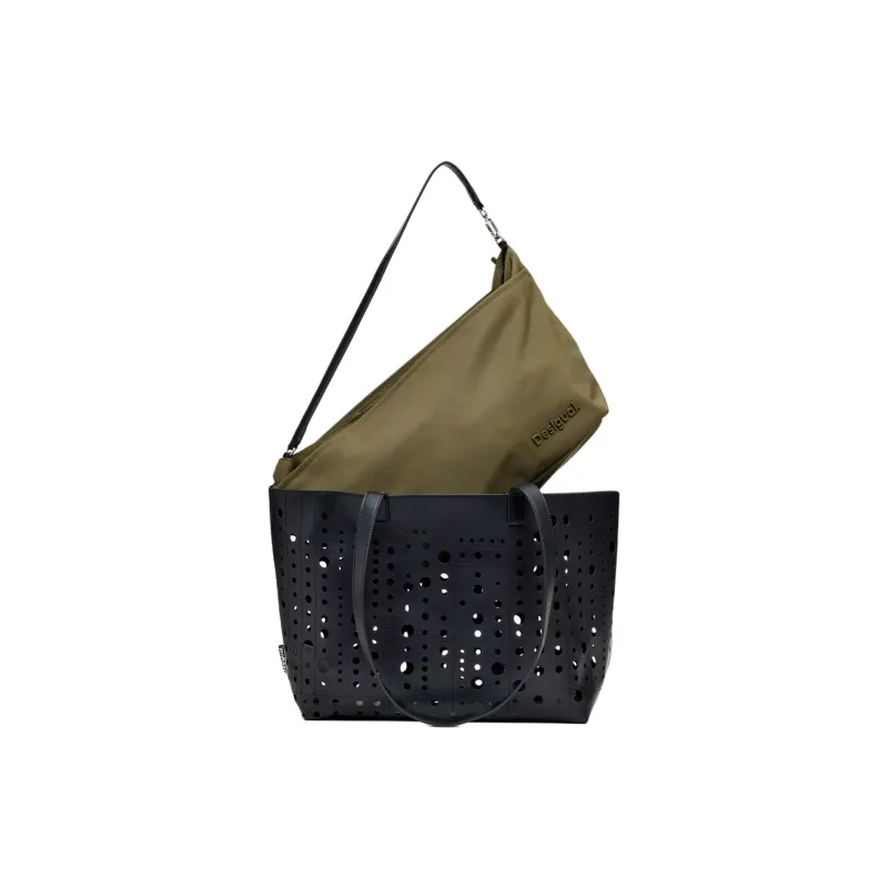Desigual Polyurethane Tote Bag, Shopping Bag, Shoulder Bag, Handbag Tubas Women's Black-3