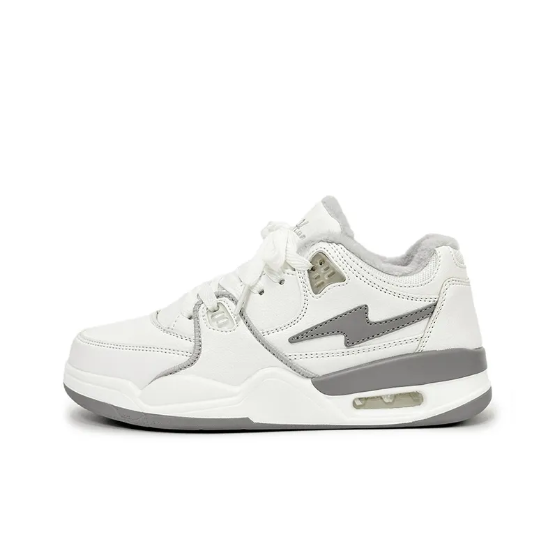 LIANGHUO Warm Slip-Resistant Cushioning Impact Resistance Low-Top Skateboard Shoes Unisex White Gray-0