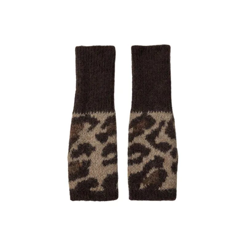 ZARA Polyester Knit Gloves Women's Brown-1