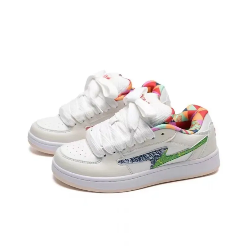 FANTASTIC XBOX Abrasion Resistant Low Top Skateboard Shoes Women's Yellow Blue-23