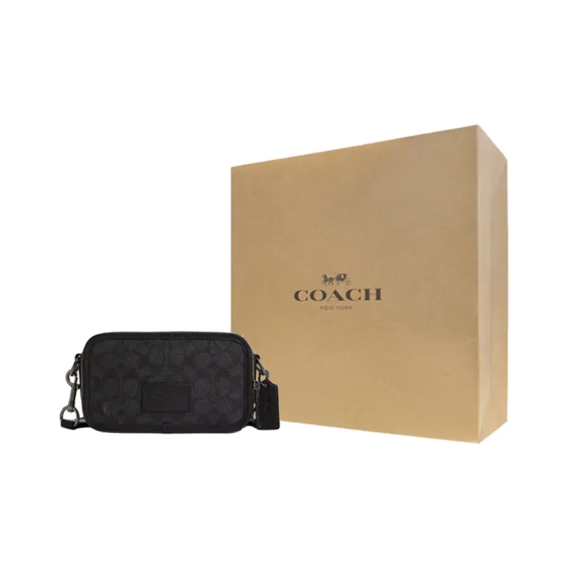 COACH Coated Canvas Shoulder Bag Crossbody Bag Small Size Men's Charcoal-7