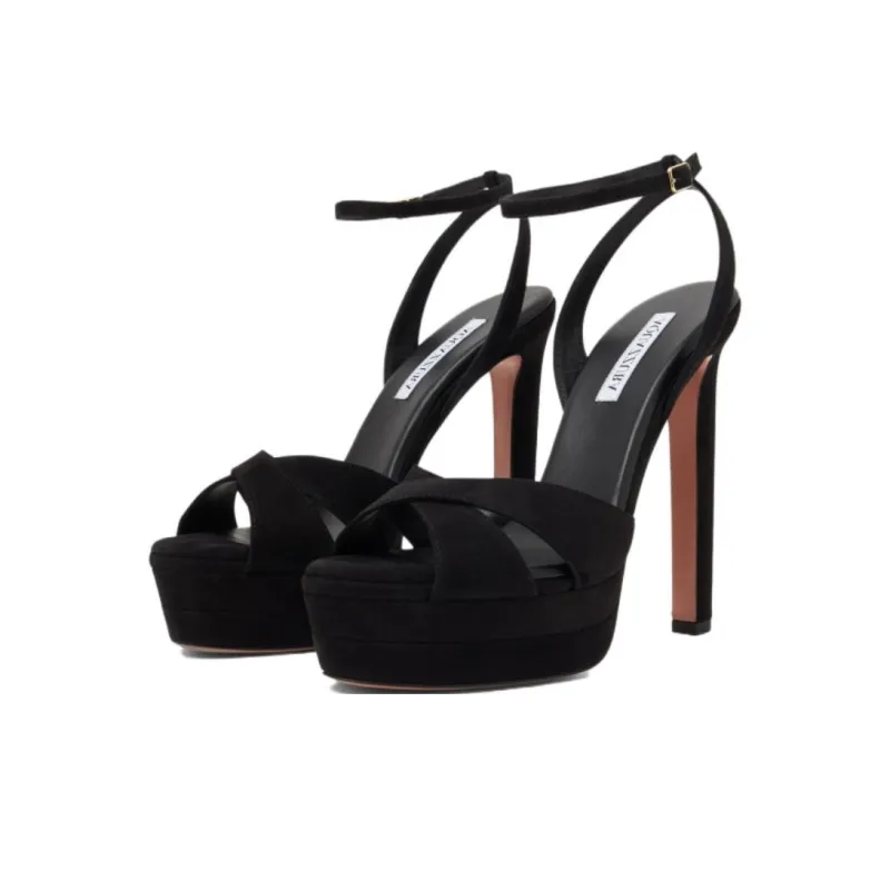 AQUAZZURA Divine Plateau Strap Sandals 13cm Women's Black-3
