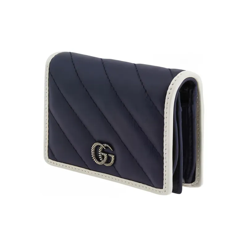 GUCCI GG Marmont Leather Card Holder Wallet Women's Blue/White-1