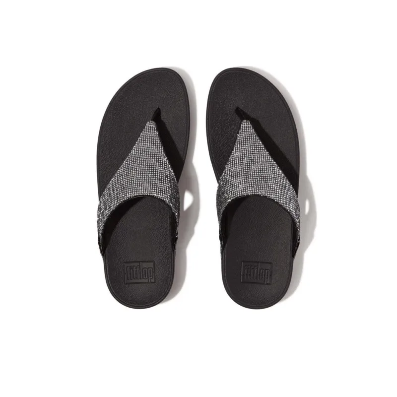 FITFLOP Rubber Sole Slip-Resistant Flip Flops Women's Silver Black-2