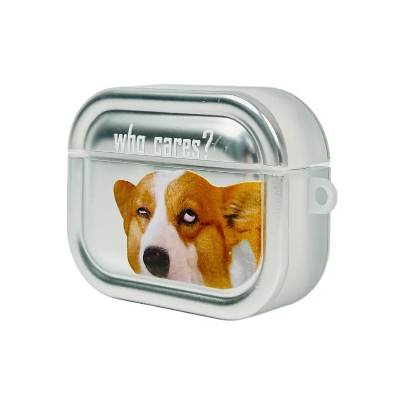 Sopi Compatibility With Apple AirPods 4/2/3/4th Generation/AirPods Pro/Pro 2 TPU Plated Silver Corgi Headphone Cases-6