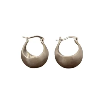 Stone Edge Poly Foot Silver 990 Sterling Silver Hoop Earrings Unisex