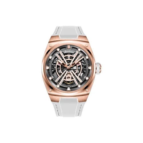 BRUBOSES Starship Collection Mechanical Movement Silicone Strap Watch Men's Watches Cut Out Dial