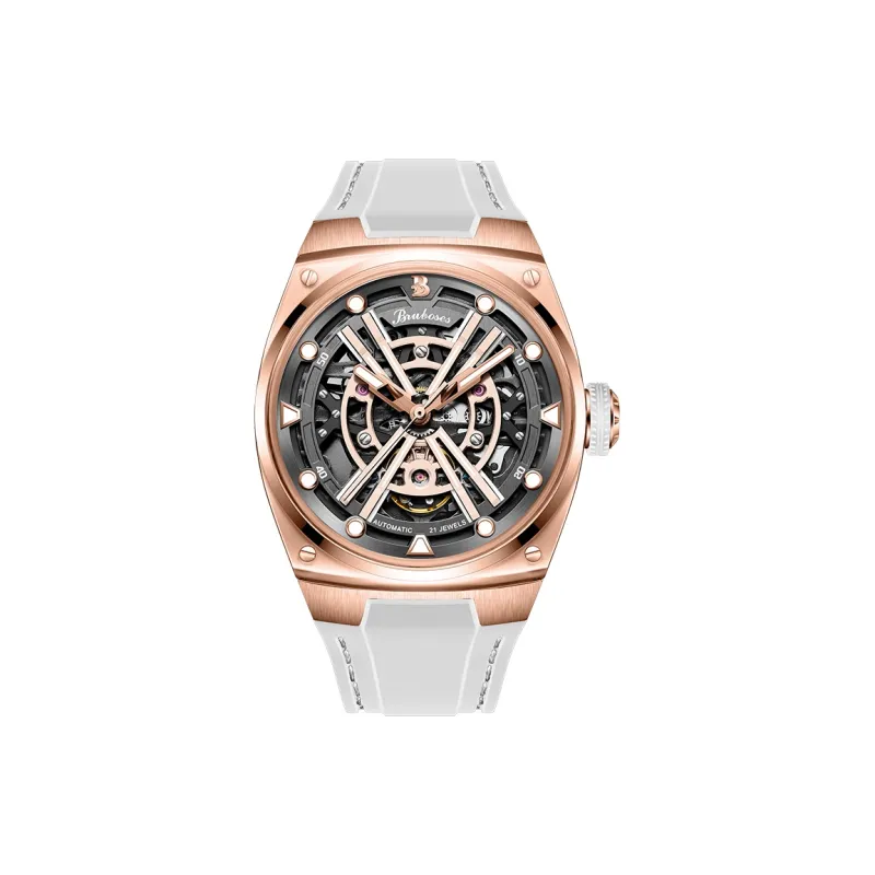 BRUBOSES Starship Collection Mechanical Movement Silicone Strap Watch Men's Watches Cut-Out Dial-0