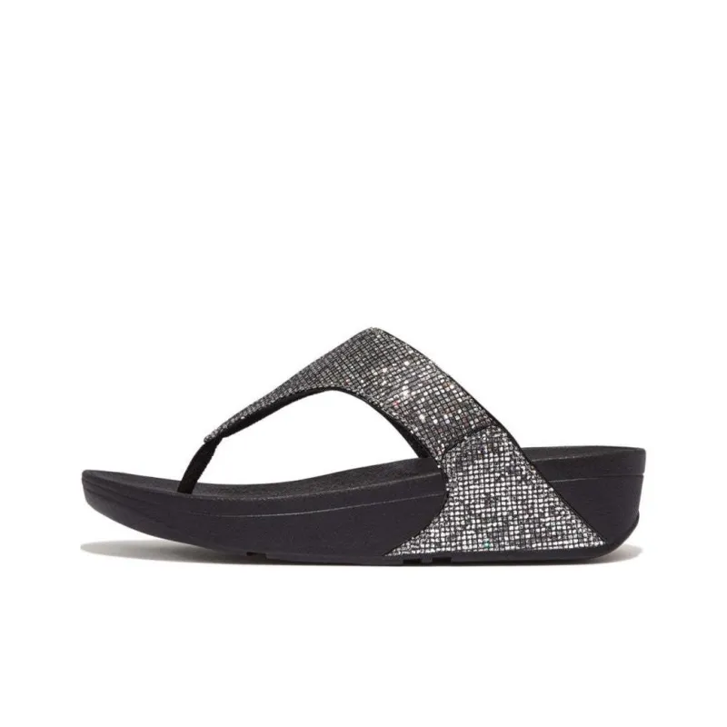 FITFLOP Rubber Sole Slip-Resistant Flip Flops Women's Silver Black-0