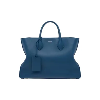 FERRAGAMO Grained Vegetable Tanned Cow Leather Tote Bag Shopping Bag Handbag Large Size Women's Blue