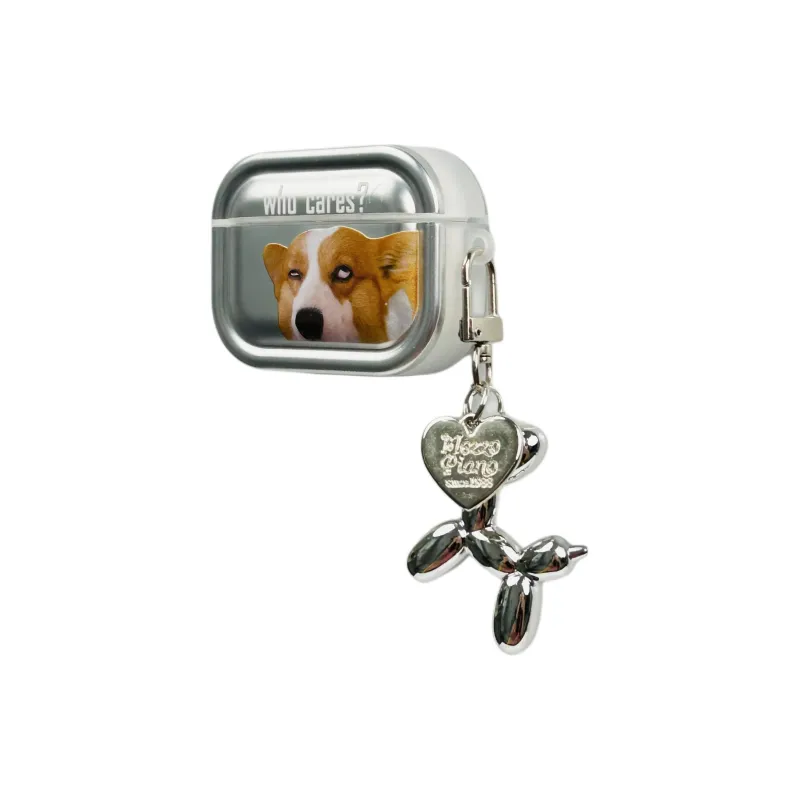 Sopi Compatibility With Apple AirPods 4/2/3/4th Generation/AirPods Pro/Pro 2 TPU Plated Silver Corgi Headphone Cases-2