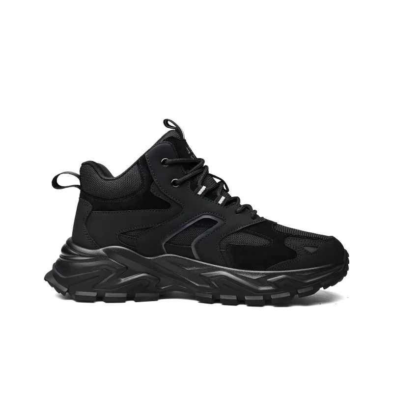 JEEP SPIRIT Cushioned Anti Slip And Wear Resistant Lightweight Mid Top Chunky Sneakers Men's Graphite Black-1